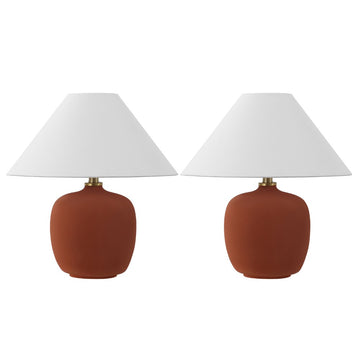 Delphi 18.25" Minimalist Scandinavian Resin/Iron LED Table Lamp - JONATHAN Y